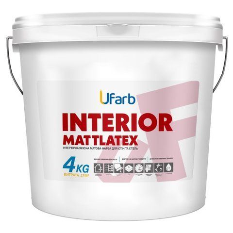 Інтер'єрна фарба UFarb INTERIOR Mattlatex, 4 кг 4823046209123 фото