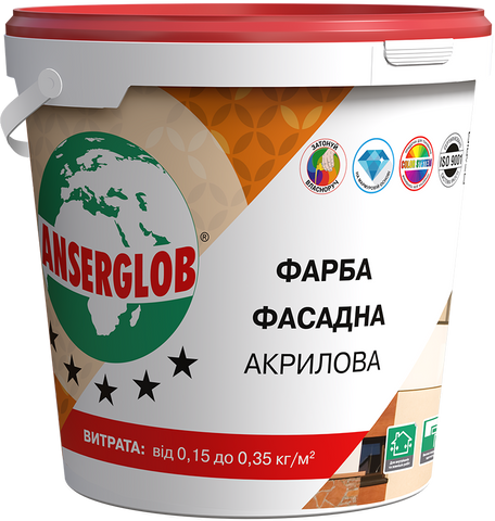 Фарба фасадна акрилова ANSERGLOB, 1,4 кг 4820077181398 фото